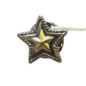 Judith Ripka Sterling Silver & 18K Gold Star Tack Pin NWT New